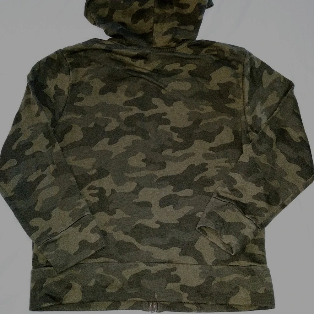Kids Old Navy Camouflage Zip Up Hoodie Jacket Size L 10 12‎ Green Camo